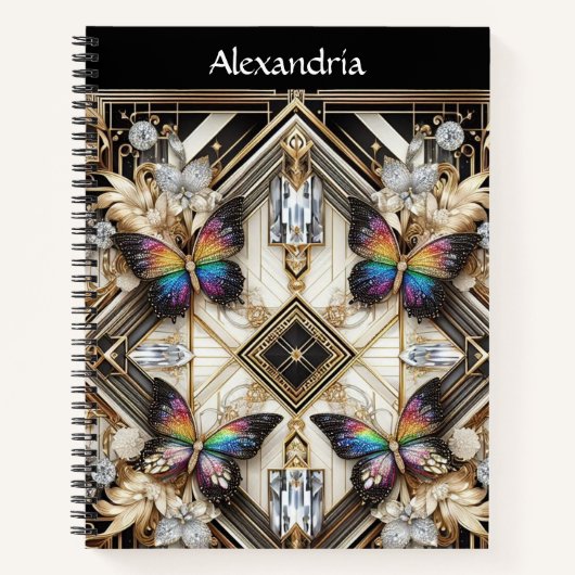 Rainbow Butterfly Art Deco Notitieboek (Voorkant)