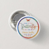 Rainbow Butterfly Baby shower Button (Voorkant /achterkant)