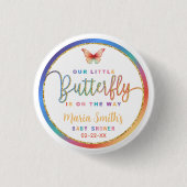 Rainbow Butterfly Baby shower Button (Voorkant)