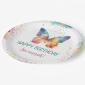 Rainbow Butterfly Birthday Papieren Bordje (Gekanteld)