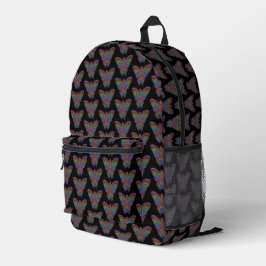 Rainbow Butterfly (black) - Backpack Bedrukte Rugzak
