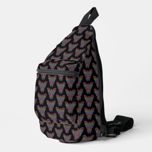 Rainbow Butterfly (black) - Sling Bag (Rechterhoek)