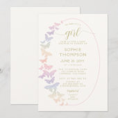 Rainbow Butterfly Boho Lijst Gold Girl Baby shower Kaart (Voorkant / Achterkant)