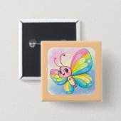 Rainbow Butterfly Button (Voorkant /achterkant)