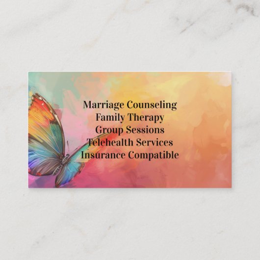 Rainbow Butterfly Counseling Therapie Psychotherap Visitekaartje (Achterkant)