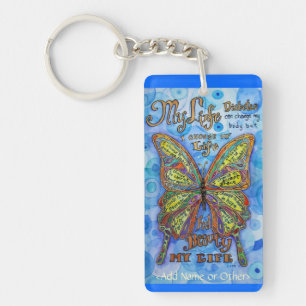 Rainbow Butterfly Diabetes Sleutelhanger (Art & Po