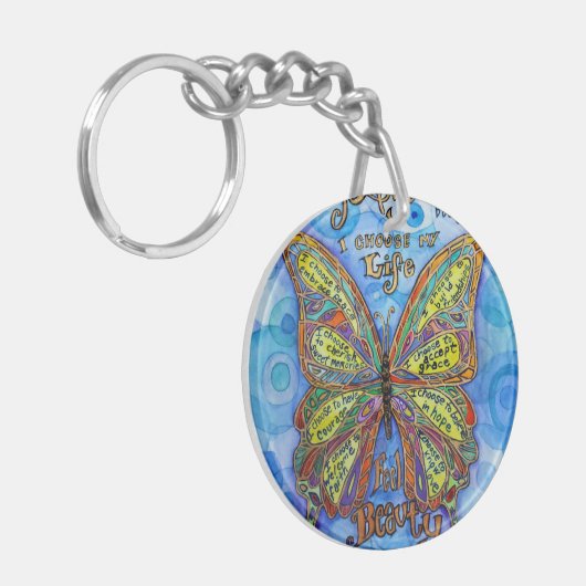 Rainbow Butterfly Diabetes Sleutelhanger (kunst en (Voorkant Links)