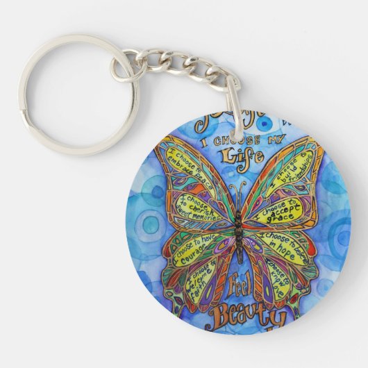 Rainbow Butterfly Diabetes Sleutelhanger (kunst en (Voorkant)