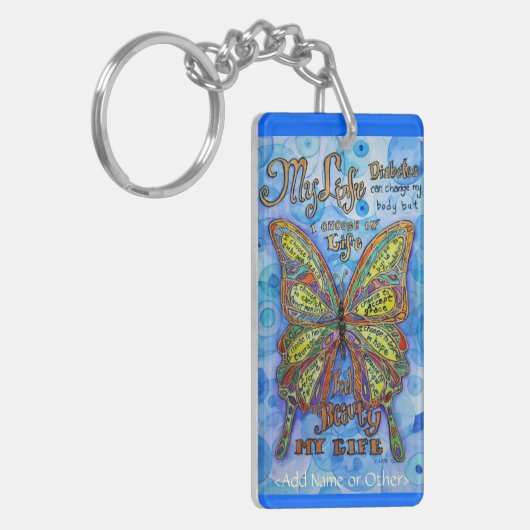 Rainbow Butterfly Diabetes Sleutelhanger (kunst en (Voorkant Links)