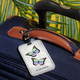 Rainbow Butterfly Floral Bagagelabel