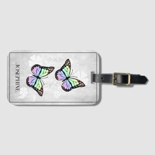 Rainbow Butterfly Floral Bagagelabel (Voorkant (horizontaal))