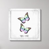 Rainbow Butterfly Floral Canvas Print (Voorkant)