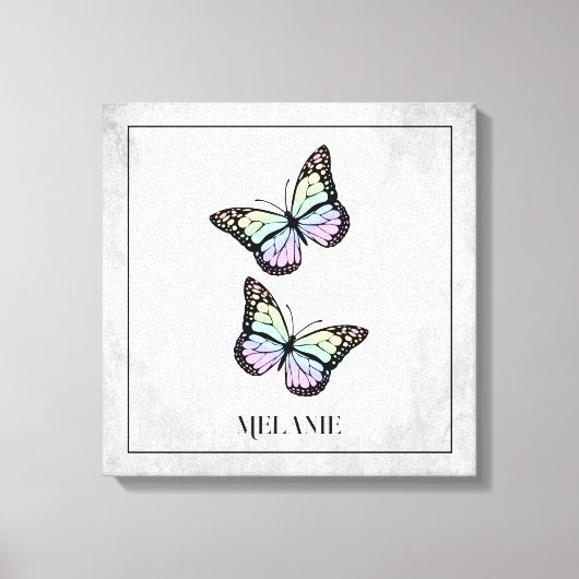 Rainbow Butterfly Floral Canvas Print (Voorkant)