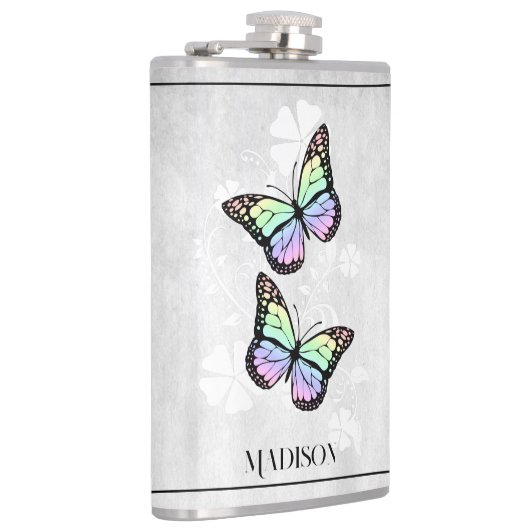Rainbow Butterfly Floral Flask Heupfles (Rechts)