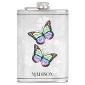 Rainbow Butterfly Floral Flask Heupfles (Voorkant)