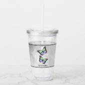 Rainbow Butterfly Floral, gepersonaliseerd Acryl Drinkbeker (Voorkant)