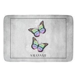 Rainbow Butterfly Floral, gepersonaliseerd Badmat