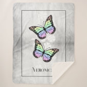 Rainbow Butterfly Floral, gepersonaliseerd Sherpa Deken (Voorkant)