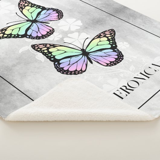 Rainbow Butterfly Floral, gepersonaliseerd Sherpa Deken (3/4)