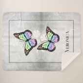 Rainbow Butterfly Floral, gepersonaliseerd Sherpa Deken (Voorkant (horizontaal))