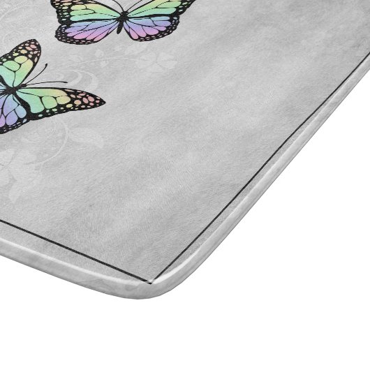 Rainbow Butterfly Floral, gepersonaliseerd Snijplank (Hoek)