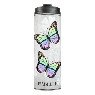 Rainbow Butterfly Floral, gepersonaliseerd Thermosbeker