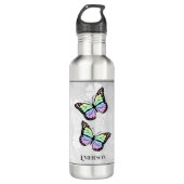 Rainbow Butterfly Floral, gepersonaliseerd Waterfles (Voorkant)
