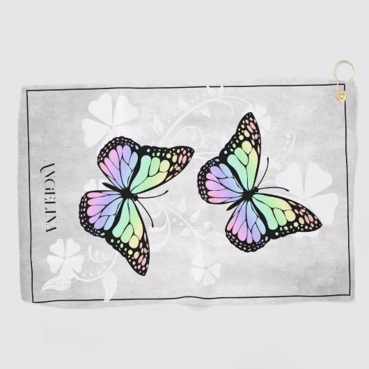 Rainbow Butterfly Floral Golf Towel Golfhanddoek (Horizontaal)