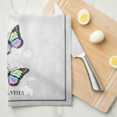 Rainbow Butterfly Floral Kitchen Towel Theedoek (Quarter Fold)