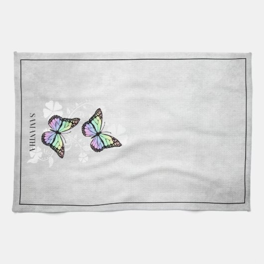 Rainbow Butterfly Floral Kitchen Towel Theedoek (Horizontaal)