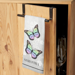 Rainbow Butterfly Floral Kitchen Towel Theedoek
