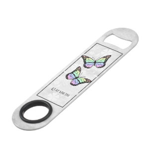 Rainbow Butterfly Floral Personalized Bar Key Speed Flessenopener