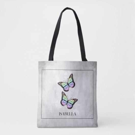 Rainbow Butterfly Floral Personalized Canvas tas (Voorkant)