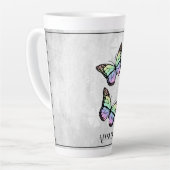 Rainbow Butterfly Floral Personalized Latte Mok (Linkerhoek)