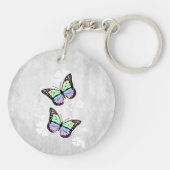 Rainbow Butterfly Floral Personalized Sleutelhange Sleutelhanger (Achterkant)