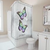 Rainbow Butterfly Floral Shower Curtain Douchegordijn (In situ)