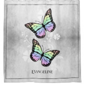 Rainbow Butterfly Floral Shower Curtain Douchegordijn (Voorkant)