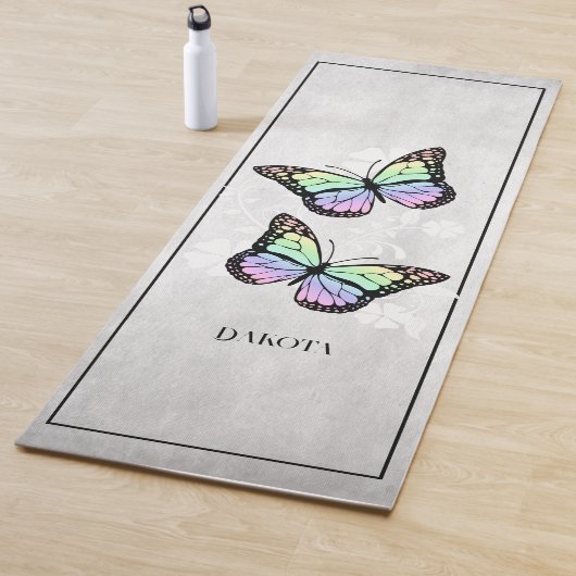 Rainbow Butterfly Floral Yoga Mat (In situ)
