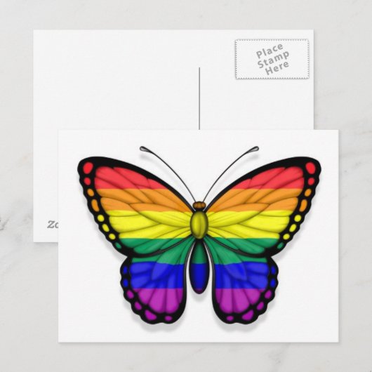 Rainbow Butterfly Gay Pride Flag Briefkaart (Voorkant / Achterkant)