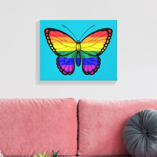 Rainbow Butterfly Gay Pride Vlag Canvas Afdruk (Insitu (Woonkamer))