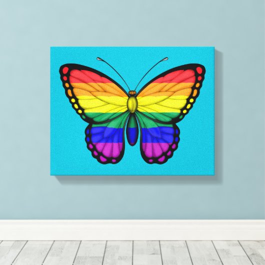 Rainbow Butterfly Gay Pride Vlag Canvas Afdruk (Insitu (Houten vloer))