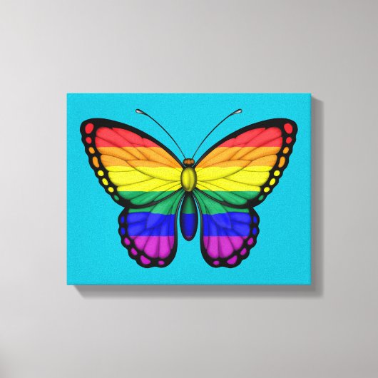 Rainbow Butterfly Gay Pride Vlag Canvas Afdruk (Voorkant)