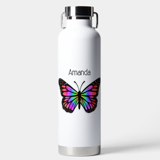 Rainbow Butterfly, gepersonaliseerd Waterfles (Voorkant)
