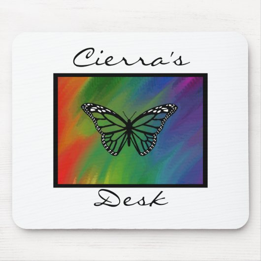 Rainbow Butterfly - gepersonaliseerde Mousepad Muismat (Voorkant)