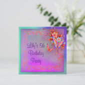 Rainbow Butterfly Girls 5e verjaardagsfeest Kaart (Staand voorkant)