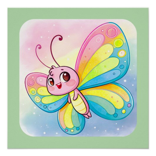 Rainbow Butterfly Glossy Poster (Voorkant)