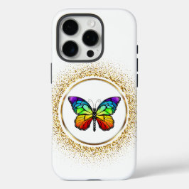 Rainbow Butterfly in a Golden Circle  iPhone 16 Pro Hoesje