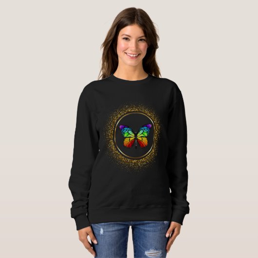 Rainbow Butterfly in a Golden Circle sweatshirt (Voorkant volledig)