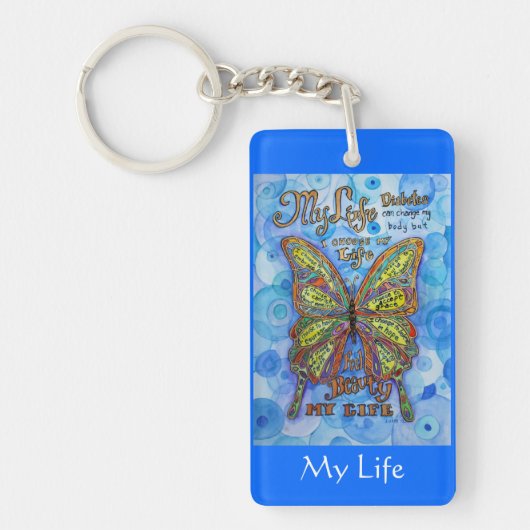 Rainbow Butterfly Inspirerend Diabetes Sleutelhang Sleutelhanger (Voorkant)