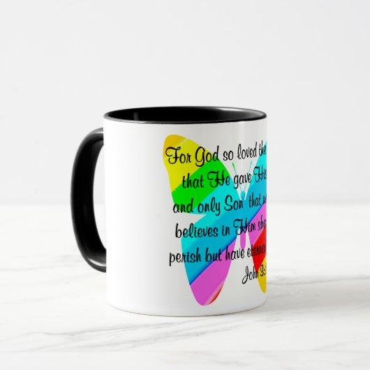 RAINBOW BUTTERFLY JOHN 3:16 ONTWERP MOK (Voorkant links)